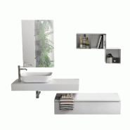 AQA Design Composition de salle de bain en mélamine, 4 pièces ASTRA blanc/blanc L.190 P.45 H.190 MPAS06-O1 - blanc Bois manufacturé MPAS06-O1