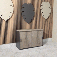 Armoire basse à portes coulissantes Mobel Linea. - 100, Gris anthracite, Chêne grisé_0