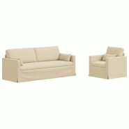 Canapé 2 pcs Crème 198 x 78 x 80 cm tissu Modèle Apex Panorama Horizon - Matériau naturel 8721364374737