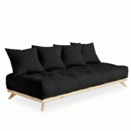 CANAPÉ CONVERTIBLE FUTON SENZA PIN NATUREL COLORIS GRIS FONCÉ COUCHAGE 90 CM. CANAPÉ CONVERTIBLE FUTON SENZA PIN NATUREL COLORIS GRIS FONCÉ COUCHAGE 90 CM.