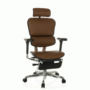 Chaise de bureau / fauteuil de direction ERGOHUMAN PLUS LEGPRO GEN2 cuir avec repose-jambes résille marron clair hjh OFFICE - marron cuir 652308
