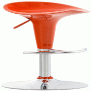 Décoshop26 - Tabouret de bar x1 avec repose-pieds assise pivotante en plastique orange et métal chromé 10_0005371 - métal 3000252607283