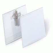 DURABLE Badge 54x90mm avec pince combi, paquet de 50 - transparent plastique 810119