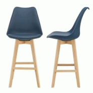 Helloshop26 - Lot de 2 tabourets de bar siège avec dossier et repose-pied rembourré synthétique hêtre 105 cm bleu 03_0002778 - 3000334599789 Helloshop26 - Lot de 2 tabourets de bar siège avec dossier et repose-pied rembourré synthétique hêtre 105 cm bleu 03_0002778 - 3000334599789