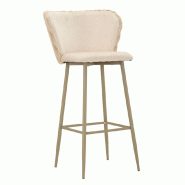 Mauro Ferretti Tabouret De Bar Alaska -B- Crème, Lot De 2 En Fer Et Polyester, Design Moderne, Hauteur D'Assise 77 Cm - Collection Moderne - beige 14