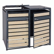 Mendler XL Habillage de poubelle 2x/4x HWC-J81, Box pour poubelles, métal 59kg anthracite ~ hêtre-imitation bois brun clair - marron métal 83408+83409