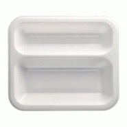 Papstar 600 barquettes à sceller, XPS, 2 compartiments, 975 ml, 21,2 x 25 cm blanc Barquettes à menu - blanc plastique 88786