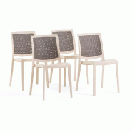 RATTATAN Lot de 4 chaises empilables en polypropylène, pieds antidérapants, ergonomiques, pour salle à manger, jardin, terrasse, bars, restaurants�