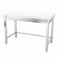 Table de travail en inox 1500x600 mm avec plaque de découpe blanche et renfort PREMIUM - GOLDINOX - gris inox 3701770841691