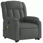 VidaXL Fauteuil inclinable de massage électrique Gris foncé Tissu Modèle Raphaël - 3205353