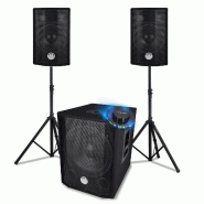 BM Sonic PACK SONO triphonique BMS 1208, Caisson bi-amplifié 1000W - USB Bluetooth, 30cm, 2 Satellites 8", câbles, pieds, Jeu de lumière - 36666380