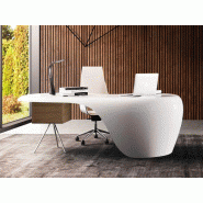 Bureau de direction en résine blanc brillant design unique avec rangement Bureau de direction en résine blanc brillant design unique avec rangement
