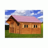 Chalet en bois plain-pied / madrier 60 mm / 26.58 m² / toit double pente