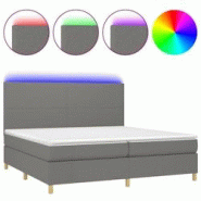 Décoshop26 - Lit LED avec sommier, tête de lit réglable et matelas 200x200 cm tissu gris foncé - TDL0208285 Décoshop26 - Lit LED avec sommier, tête de lit réglable et matelas 200x200 cm tissu gris foncé - TDL0208285