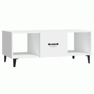 Décoshop26 - Table basse de salon avec tiroir design moderne 102 x 50 x 40 cm bois d'ingénierie blanc et fer DEC037814 - blanc Bois massif 300026347