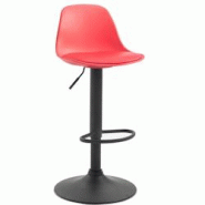 Décoshop26 - Tabouret de bar avec repose-pieds design moderne dossier en plastique et synthétique rouge pieds noir mat 10_0000796 - noir 3000735869603