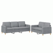Ensemble de canapés 2 pcs avec coussins Gris clair Tissu Modèle Atlas Concept - 8721012070851