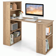 Helloshop26 - Bureau d'ordinateur combiné avec bibliothèque et étagères 122 x 56 x 122 cm usage polyvalent style moderne en bois 20_0020895 - Bois