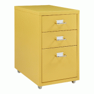Helloshop26 - Caisson de bureau armoire meuble de rangement à roulettes acier 48 x 28 x 41 cm jaune 03_0009119 - jaune acier 3000224519835