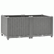 Helloshop26 - Jardinière bac lit surélevé plantes fleurs terrasse jardin 80 x 40 x 38 cm polypropylène gris 02_0039238 - 3000218447953