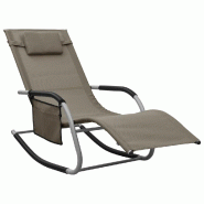 Helloshop26 - Transat chaise longue bain de soleil lit de jardin terrasse meuble d'extérieur textilène taupe et gris 02_0012940 - gris acier 3000706