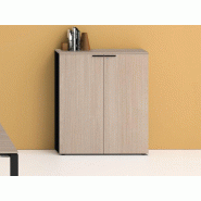 Armoire mi-haute portes battantes Denomics - 2 étagères, serrure et clés, bois mélaminé, largeur 80 ou 100 cm Armoire mi-haute portes battantes Denomics - 2 étagères, serrure et clés, bois mélaminé, largeur 80 ou 100 cm