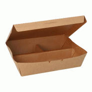 Starpak 100 boîtes à lunch, carton 3 compartiments 600 ml 5 cm x 14,8 cm x 18,3 cm marron - marron en carton 37039