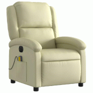 VidaXL Fauteuil de massage inclinable électrique crème cuir véritable Modèle Gervessa - 3204260