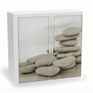 Armoire à rideaux avec décor Zen - EasyOffice. - Ricochets, Basse_0
