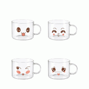 Aulica Mugs décors 500ml - lot de 4 - transparent 312301