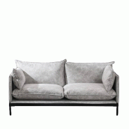 Canapé Makky gris clair + table Boreal - 2 places