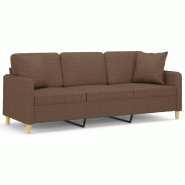 Canapé 3 places avec oreillers décoratifs marron 180 cm tissu Modèle Vega Flex Plus - 8721012058873