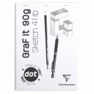 Clairefontaine Lot de 10 Bloc agrafé GRAF IT Dot Grid de 80 feuilles de papier croquis blanc microperforées, 90 g/m², A5, couverture blanche - 3329