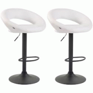 CLP Lot de 2 Tabourets de bar Olinda en similicuir hauteur réglable et siège pivotant Blanc /Noir - blanc polyester 320301 CLP Lot de 2 Tabourets de bar Olinda en similicuir hauteur réglable et siège pivotant Blanc /Noir - blanc polyester 320301