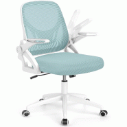 COSTWAY Chaise Bureau Ergonomique, avec Accoudoirs Rabattables et Bascule, en Mesh Respirant - bleu métal ON32157ZK