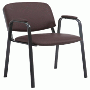 Décoshop26 - Chaise visiteur avec accoudoirs intégrés zone d'attente en PVC marron piètement à 4 pieds en métal noir 10_0003379 - marron métal