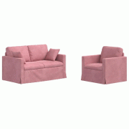 Ensemble de Canapés 2 pcs Rose 138 x 78 x 80 cm Velours Modèle Apex Stella - Matériau naturel 8721364373983