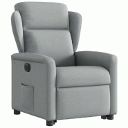 Fauteuil inclinable électrique gris clair tissu Modèle Mervionel - 8721102961366