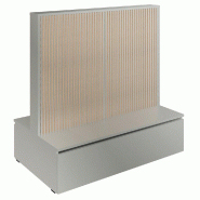 Gondole double face Vertigo T01 avec tiroir MDF naturel et gris alu 125x74x125cm