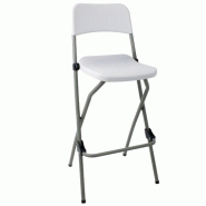 Lot de 2 tabourets hauts pliants, structure en acier et assise en plastique blanc Lot de 2 tabourets hauts pliants, structure en acier et assise en plastique blanc