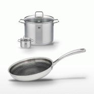 Lot Poêle 28cm & 2 Faitouts 26cm/12cm Elo Relief Evolution - gris inox 3176239956788