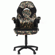 Mendler Chaise de bureau HWC-K13, chaise pivotante Gaming, ergonomique, accoudoirs réglables, similicuir ~ camouflage-noir - multicolore matière syn