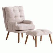 Merax fauteuil lounge avec repose-pieds beige, fauteuil relax inclinable sur 5 positions avec poches latérales, salon et chambre - beige WF318713WAA