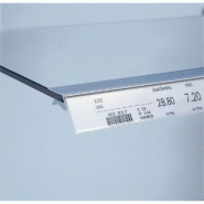 Porte étiquette transparent pour tablettes en verre - 1000x26mm - affichage prix pharmacies et parfumeries
