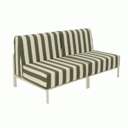 Salon de jardin bas modulable rayé 2 places vert kaki - vert aluminium 115911