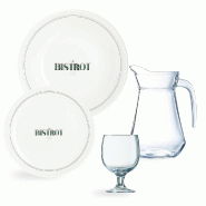 Service de table 19 pièces avec 12 assiettes, 6 verres et 1 carafe 1L - Gabin - Luminarc - blanc 0883314002317