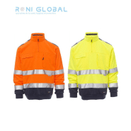 Sweat-shirt haute visibilité homme - manches raglan en polyester bicolore avec bandes 3M - VISION PAYPER_0