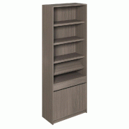 Buffet noyer foncé 2 portes 5 tablettes + 1 coulissante 90x42x240cm