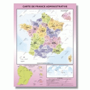 Carte de france administrative modèle fluorine - poster plastifié a0