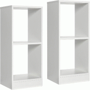 COSTWAY Ensemble de 2 étagères, étagères debout avec 2 niveaux, étagère en bois cube, étagère de bureau, blanc, 38 x 33 x 72,5 cm - blanc Bois